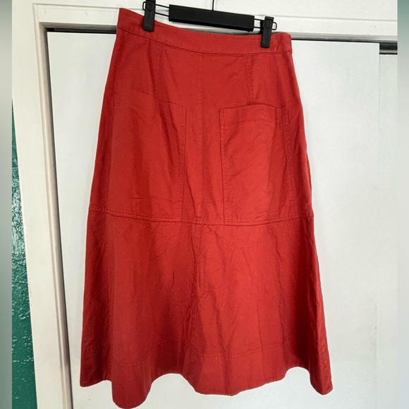 Tibi Harrison Chino Patch Pocket Skirt Dusty Red orange rust pumpkin size 8 - Picture 9 of 9